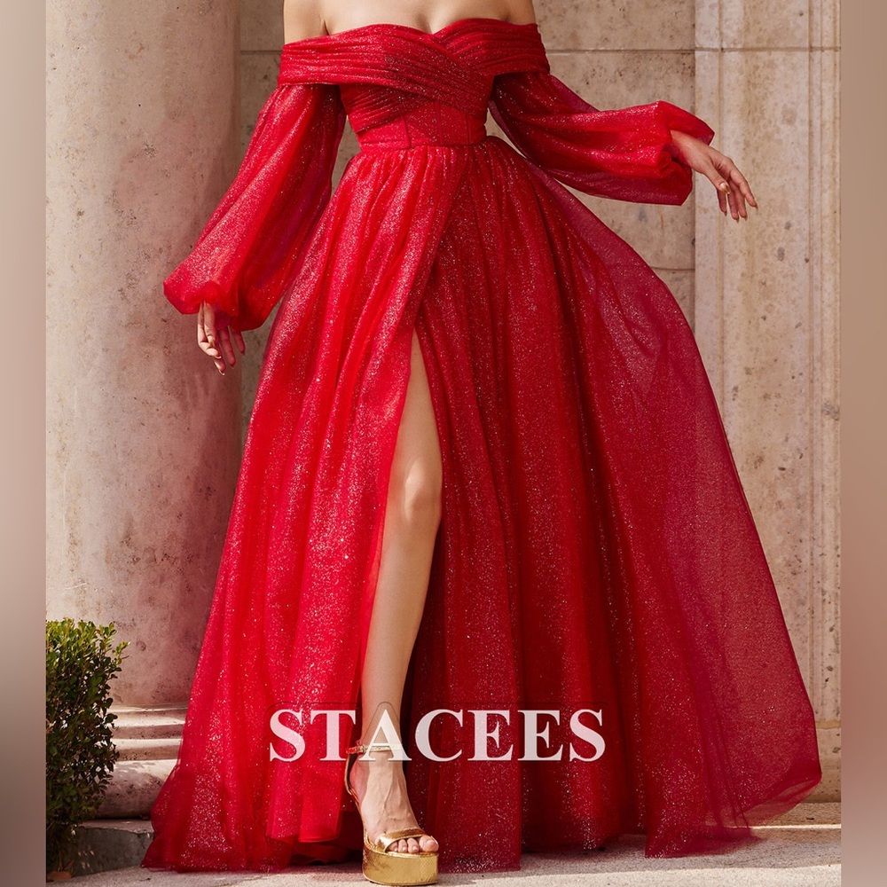Elegant Red Gown with Sparkle Details